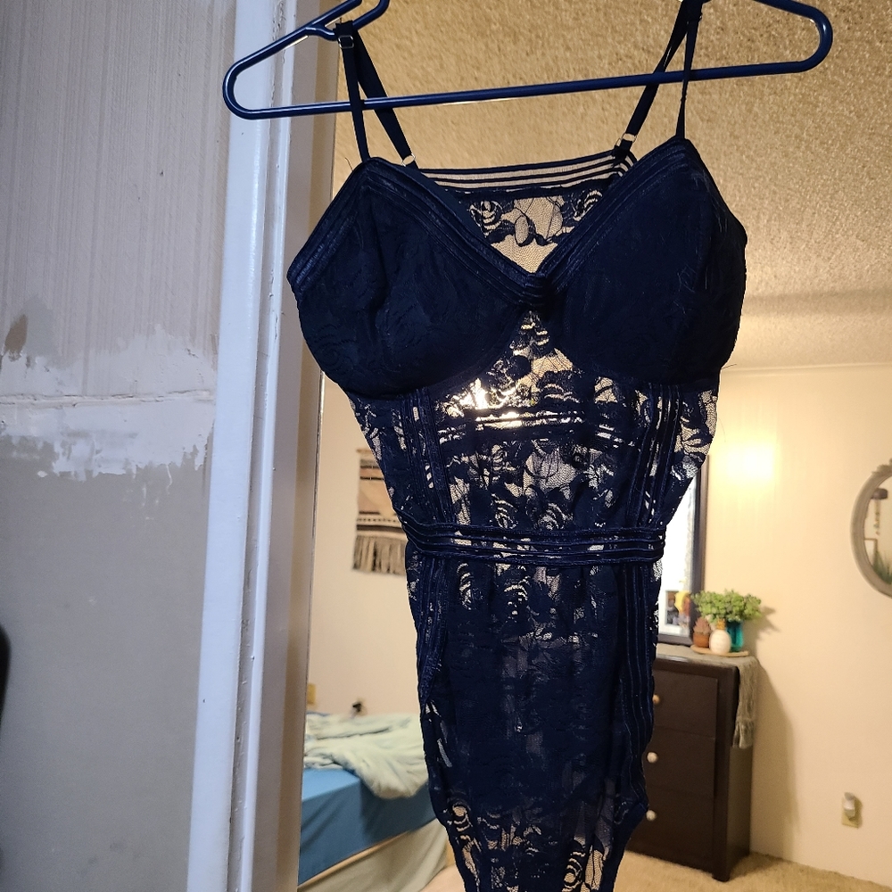 Navy Blue Lace Bodysuit